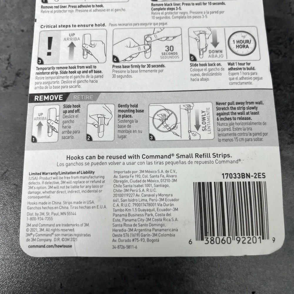 16 EA 3M Command Small Brushed Nickel‎ Decorative Hooks Damage Free 1lb Capacity
